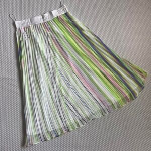 DKNY pleated midi skirt colorful striped Y2K euro summer flowy statement piece